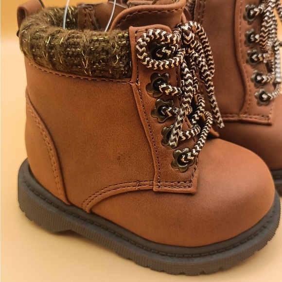 Wonder Nation Tan Kids Boots with Knit Trim - Picture 2 of 11